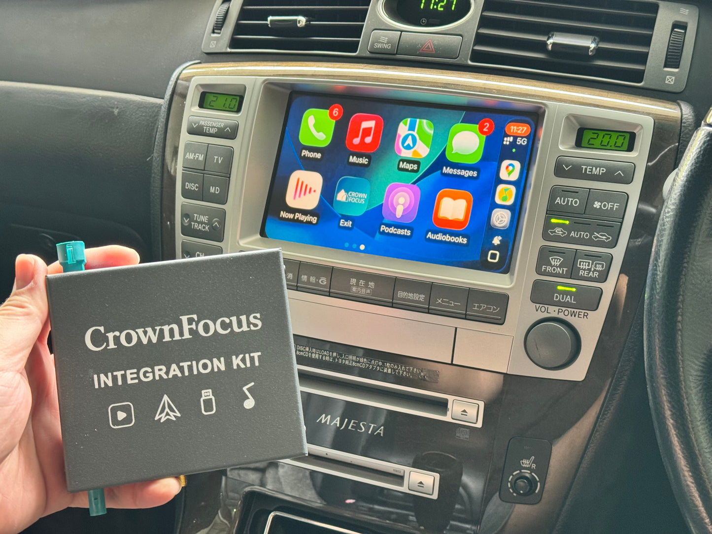 CrownFocus 2004 - 2006 Toyota Crown Majesta UZS186s1 wireless Apple CarPlay & Android Auto Integration Kits - CrownFocus