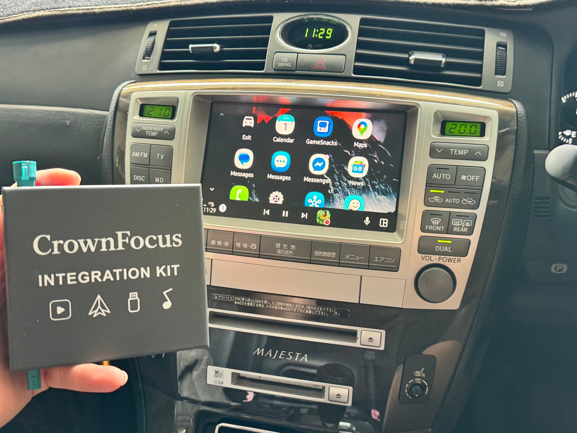 CrownFocus 2004 - 2006 Toyota Crown Majesta UZS186s1 wireless Apple CarPlay & Android Auto Integration Kits - CrownFocus