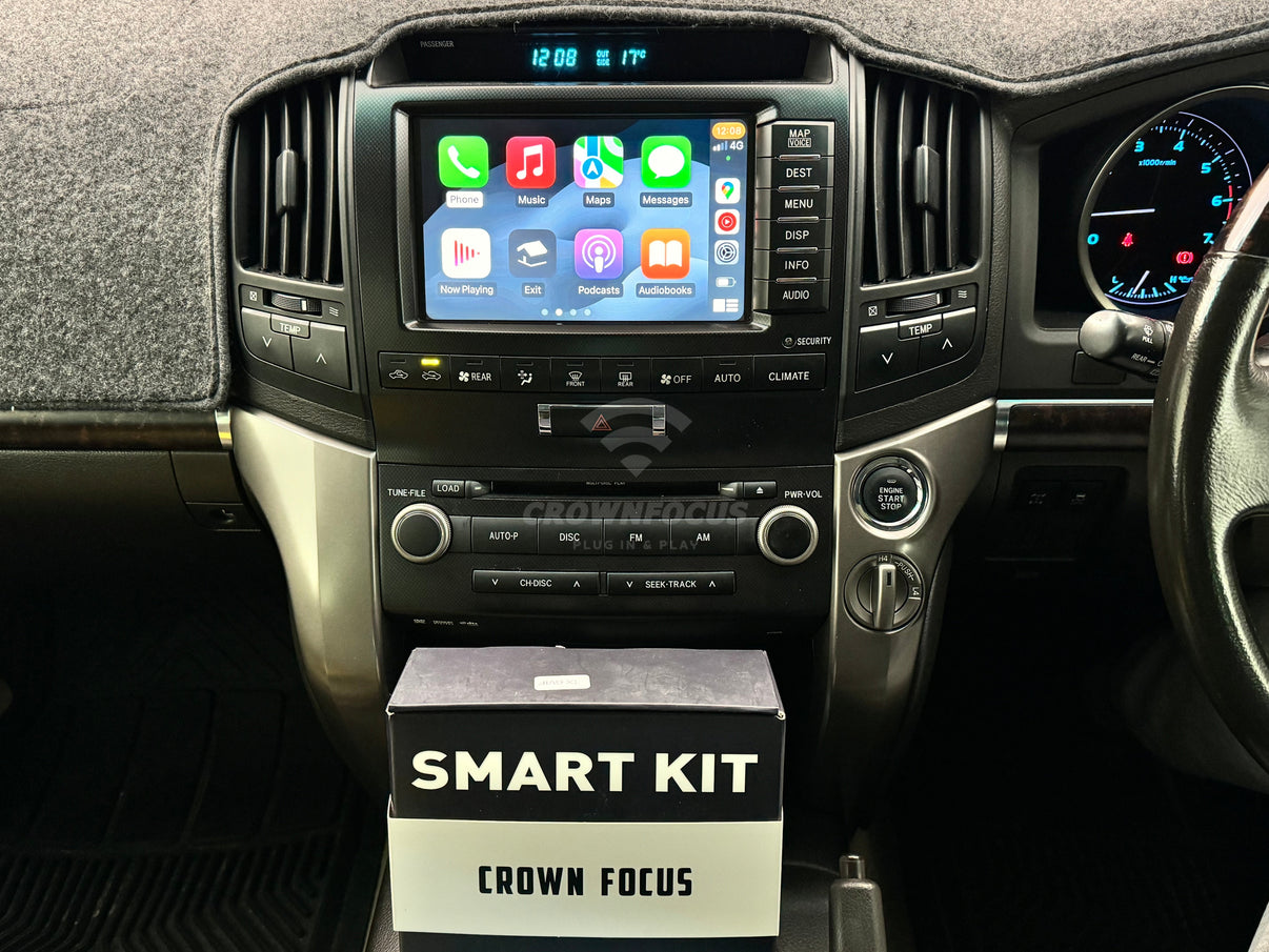 CrownFocus branded Smart Kit installed in a Toyota LandCruiser factory multimedia system